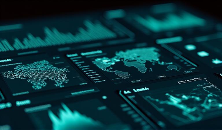 Data analytics dashboard showing predictive supply chain trends